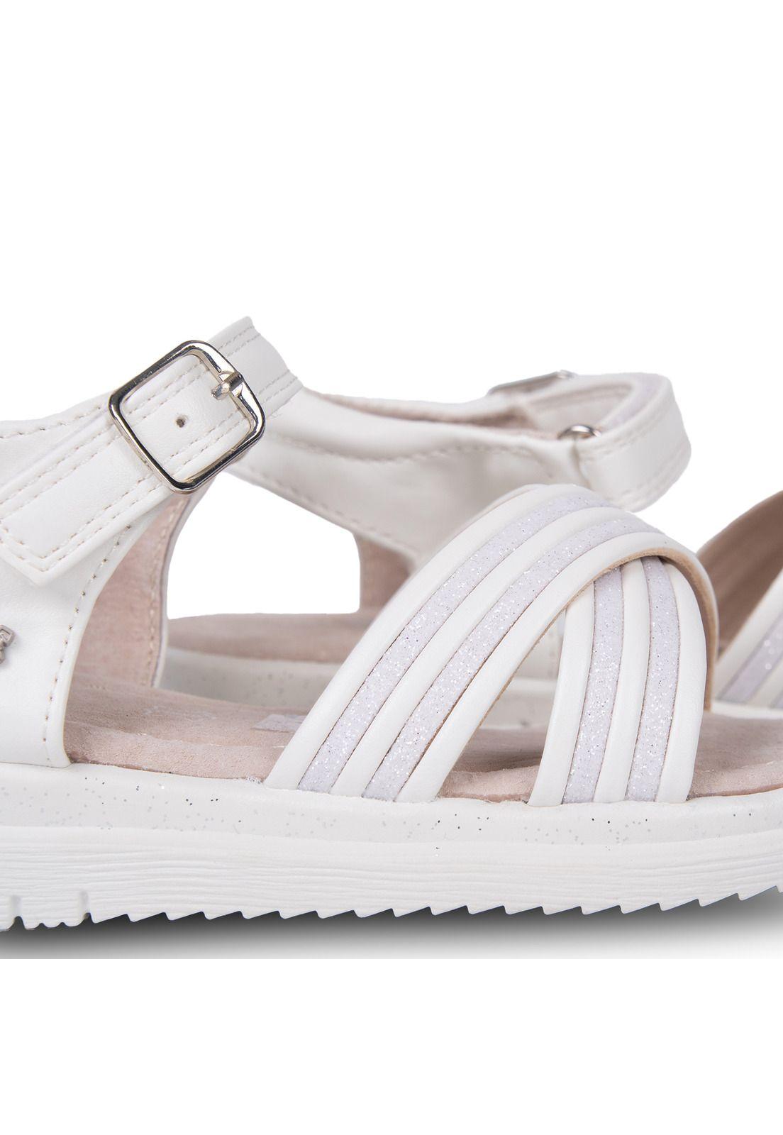 Sandalia Niña Brillos con Velcro Ajustable Blanco Pillin-4