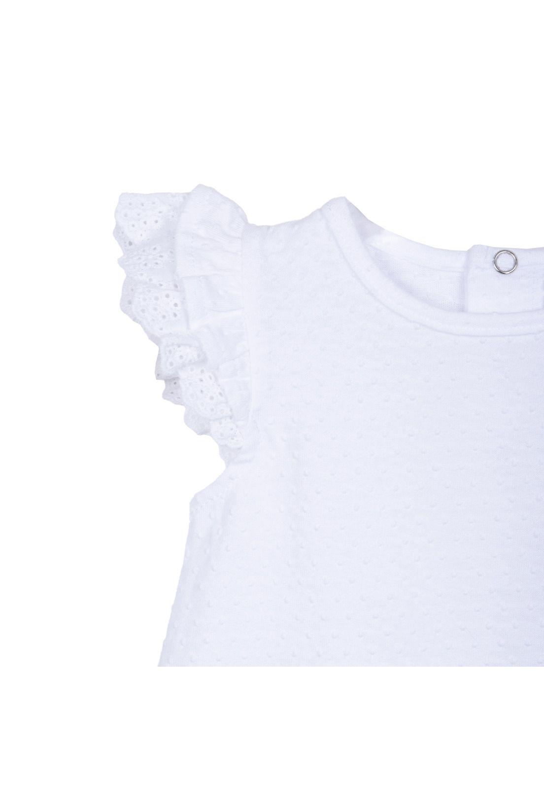 Polera Bebé Niña Manga Corta Lisa con Broches Blanco Pillin-2