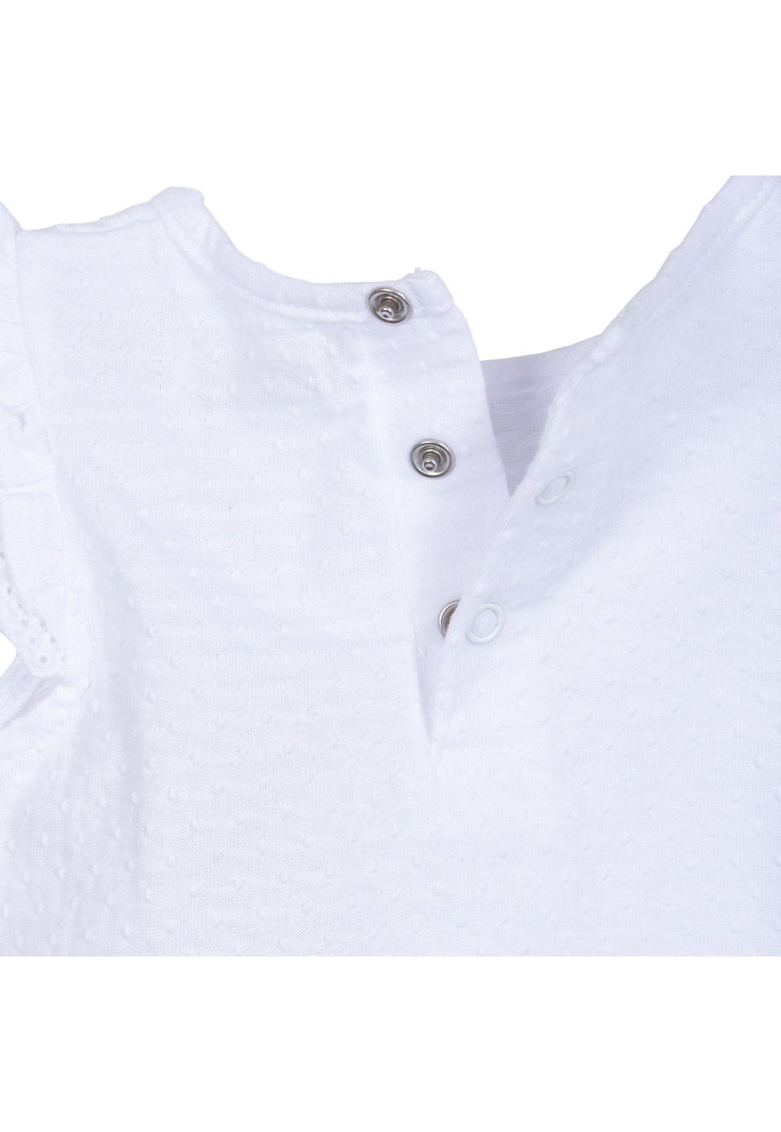 Polera Bebé Niña Manga Corta Lisa con Broches Blanco Pillin-3