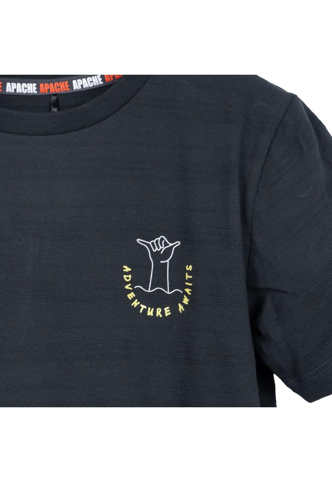 Polera Niño Manga Corta Rayas Negro Pillin-2