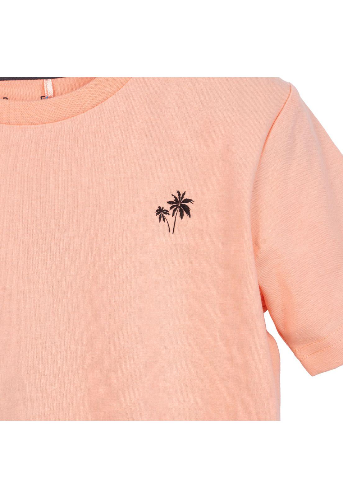 Polera Niño Manga Corta Estampado en Espalda Naranjo Pillin-2