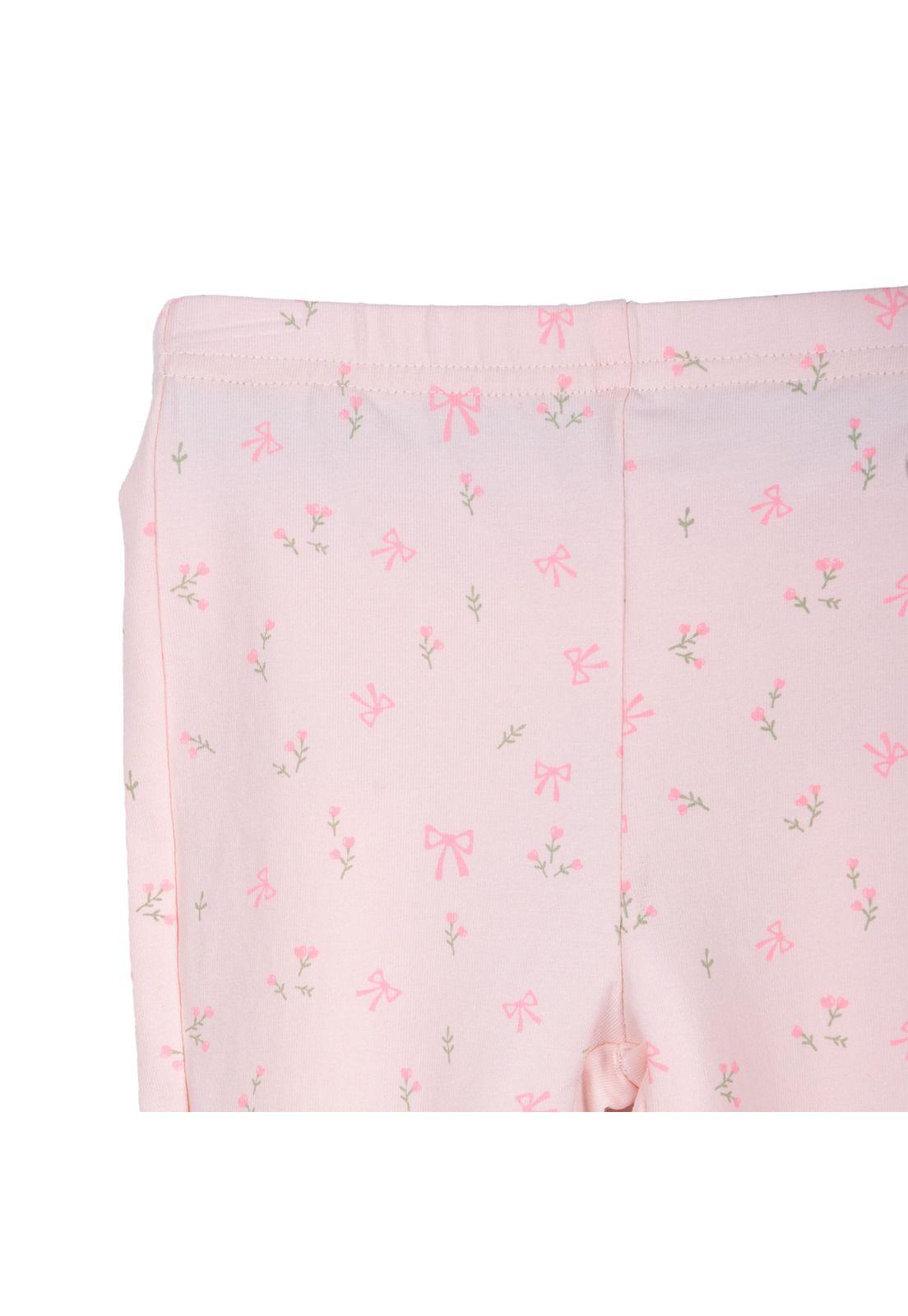 Calza Bebé Niña Elasticado Estampado Floral Rosado Pillin-2