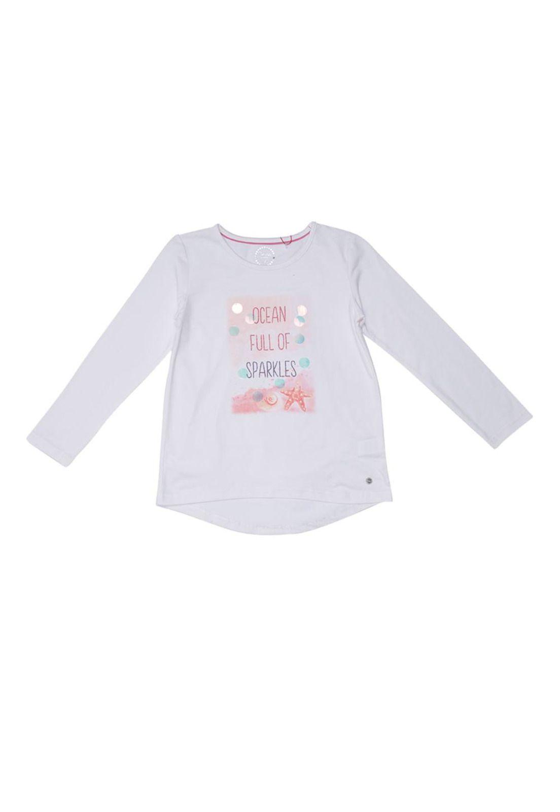 Polera Manga Larga Niña Blanco Pillín-0
