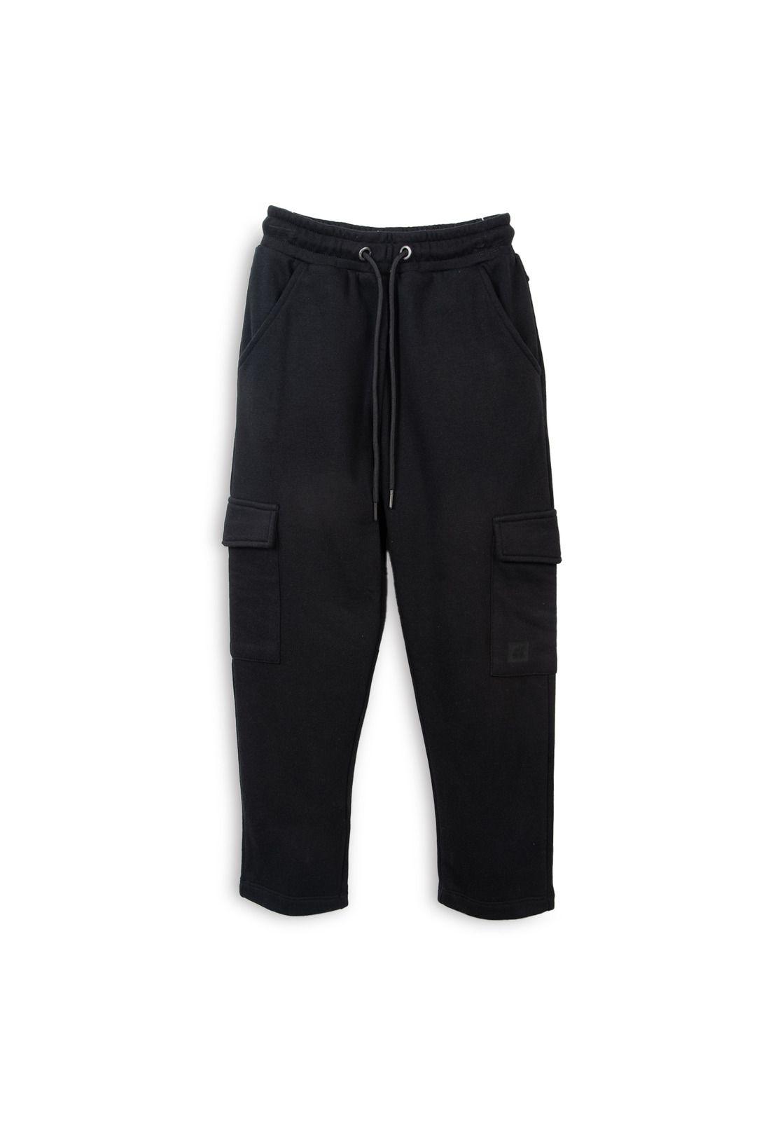 Pantalón Buzo Niño Cargo Negro Pillin-0