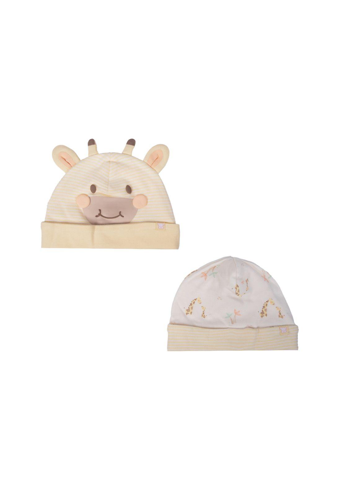 Pack de 2 Gorros Recién Nacido Unisex Estampado Amarillo Pillin-0