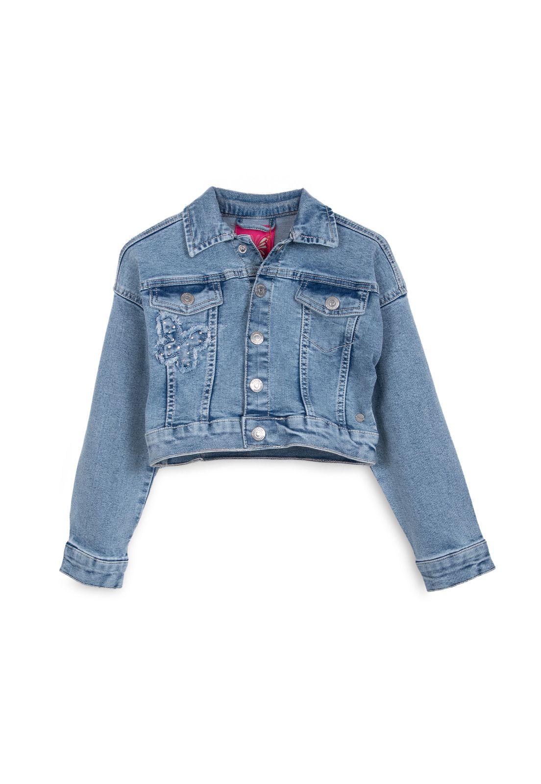 Chaqueta Niña con Broches Diseño Mariposa Denim Pillin-0