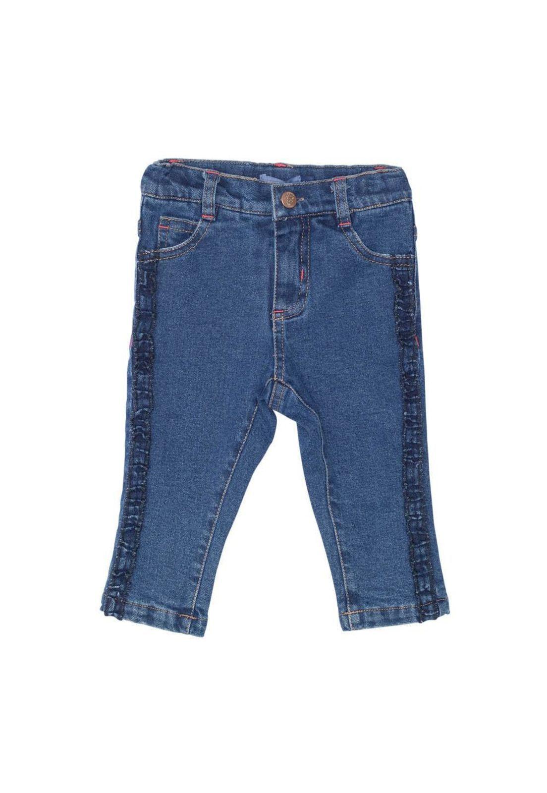 Jeans Bebe Algodón Invierno Niña Azul-0
