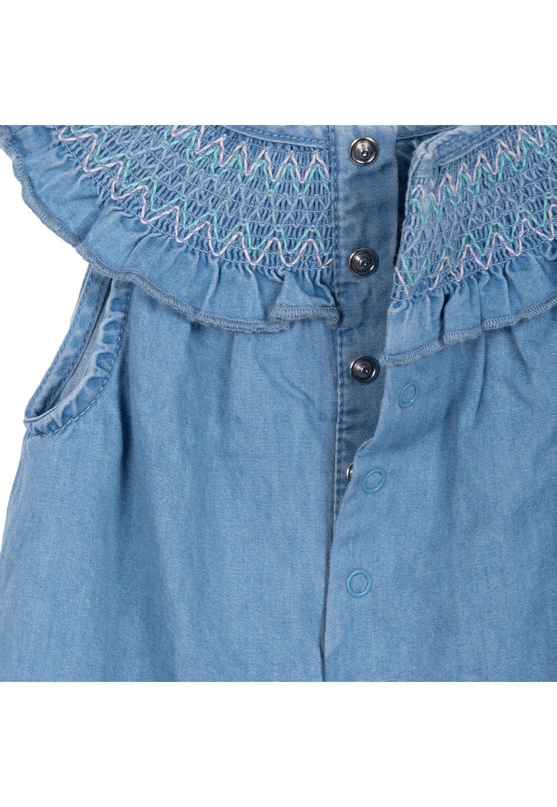 Vestido Bebé Niña Sin Mangas con Broches Denim Pillin-3