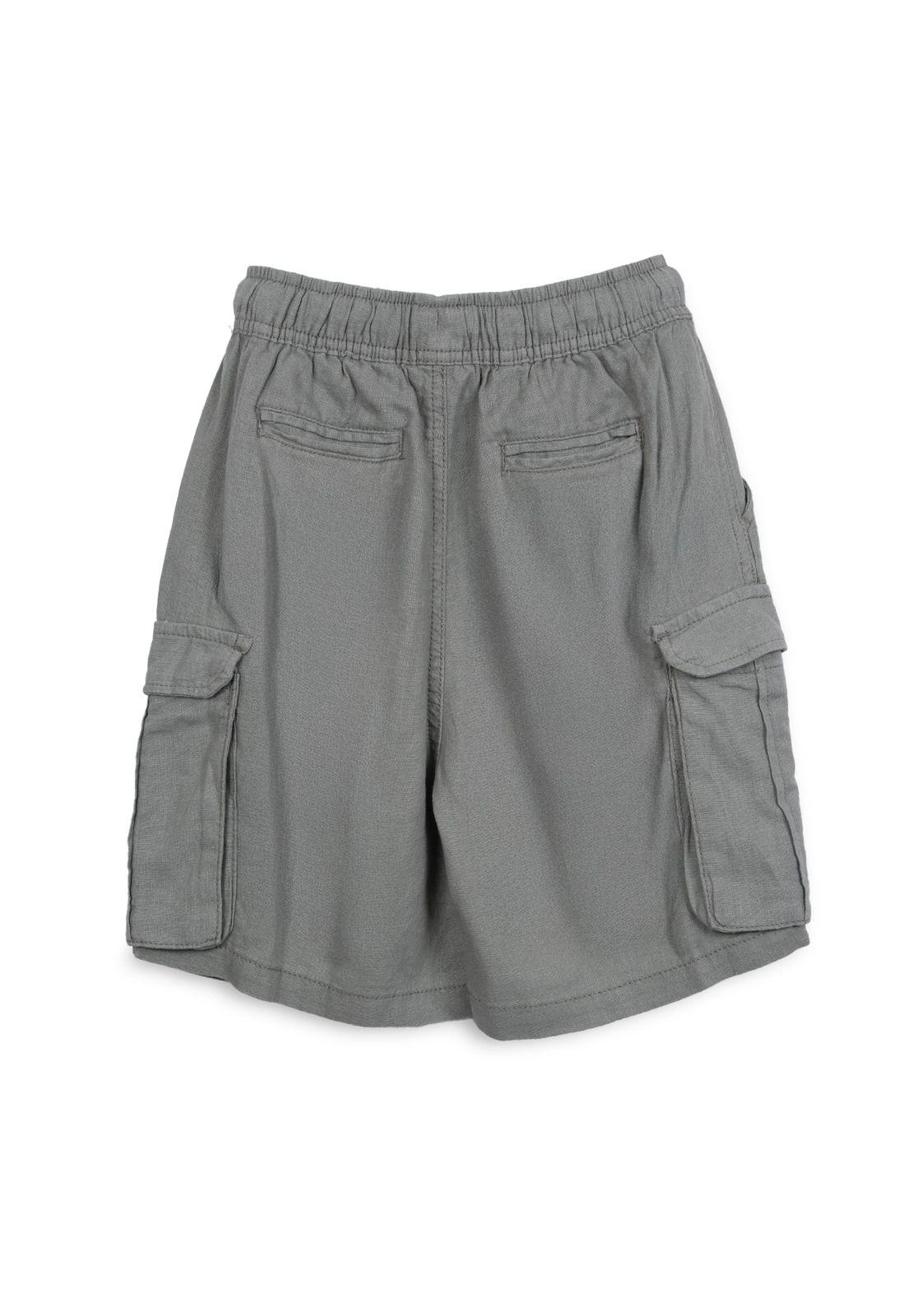 Bermuda Niño Cargo Cintura Ajustable Verde Pillin-1