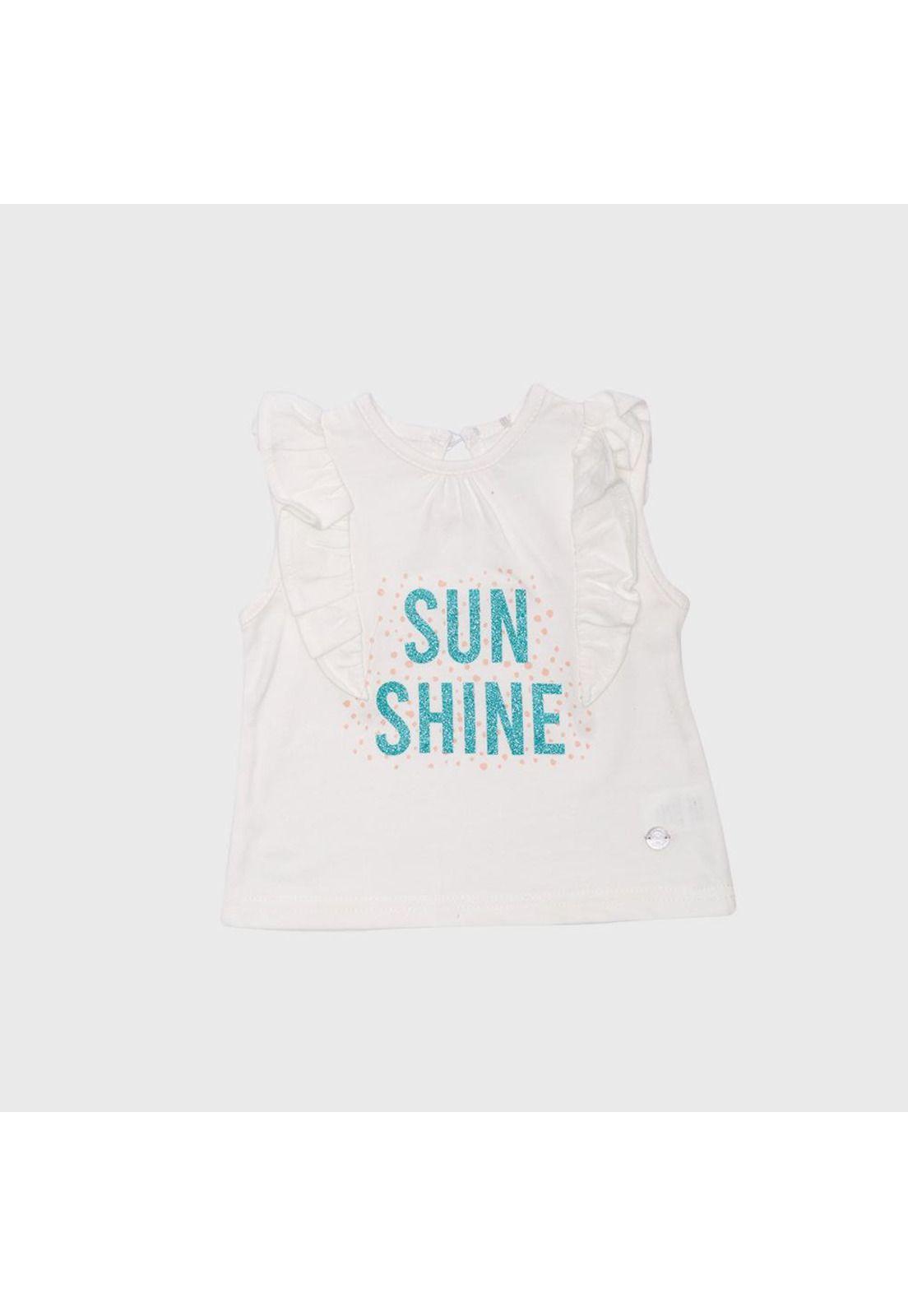 Polera Manga Corta Bebe Niña Crudo Pillin-0