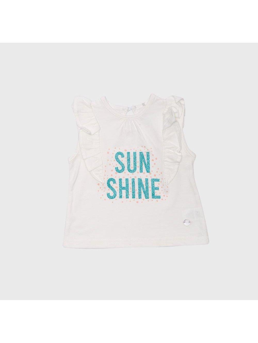 Polera Manga Corta Bebe Niña Crudo Pillin-0
