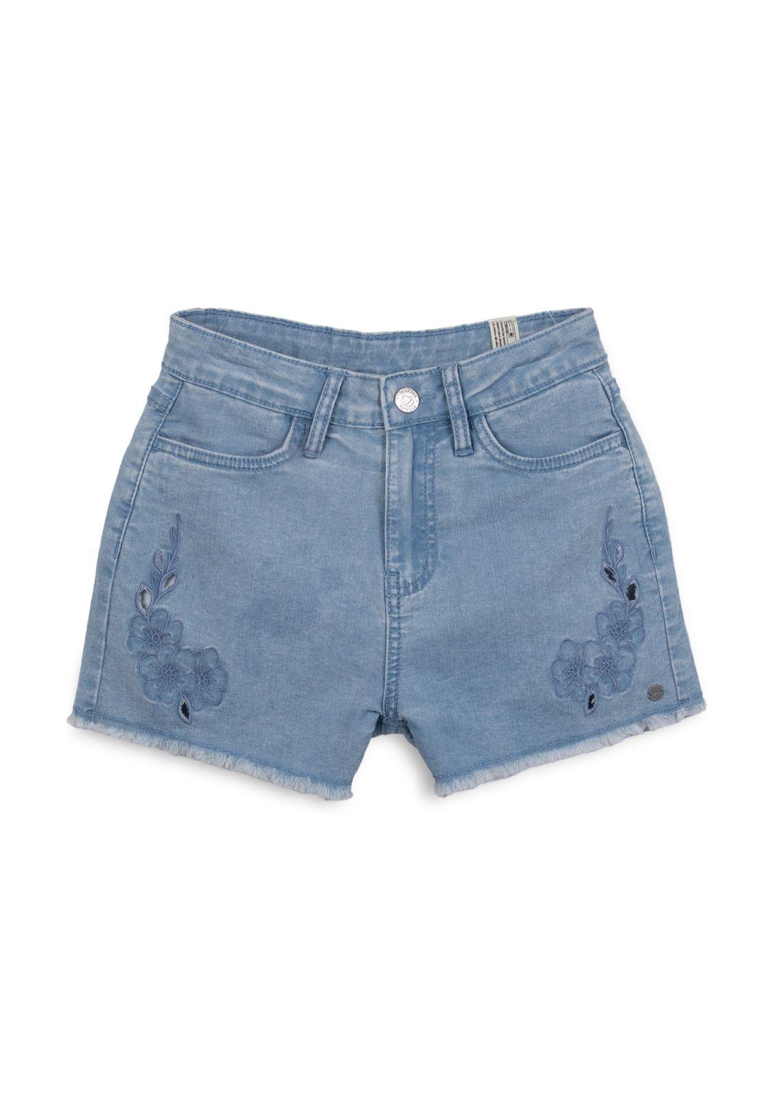 Short Niña Cintura Ajustable Bordado Jeans Pillin-0