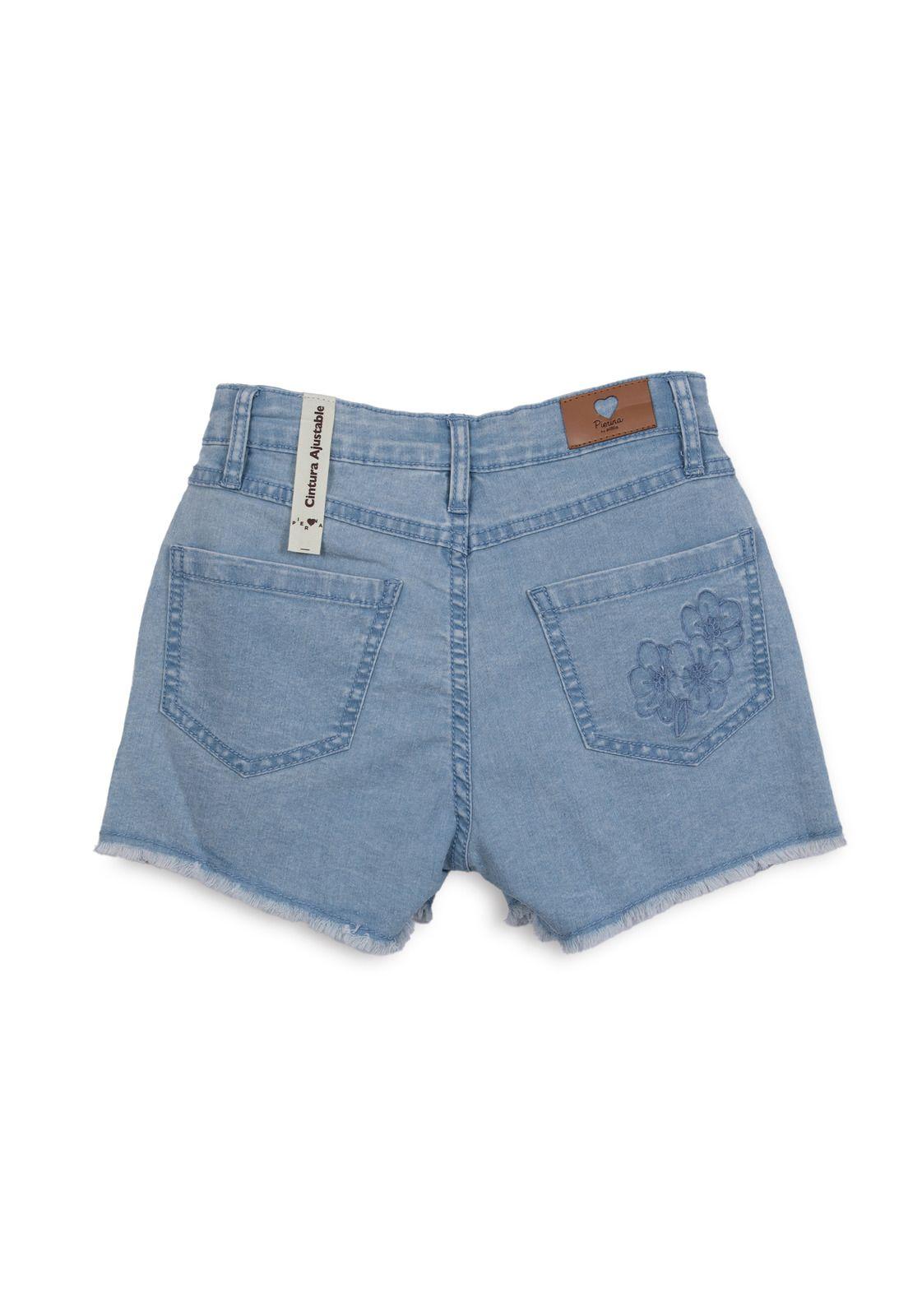 Short Niña Cintura Ajustable Bordado Jeans Pillin-1