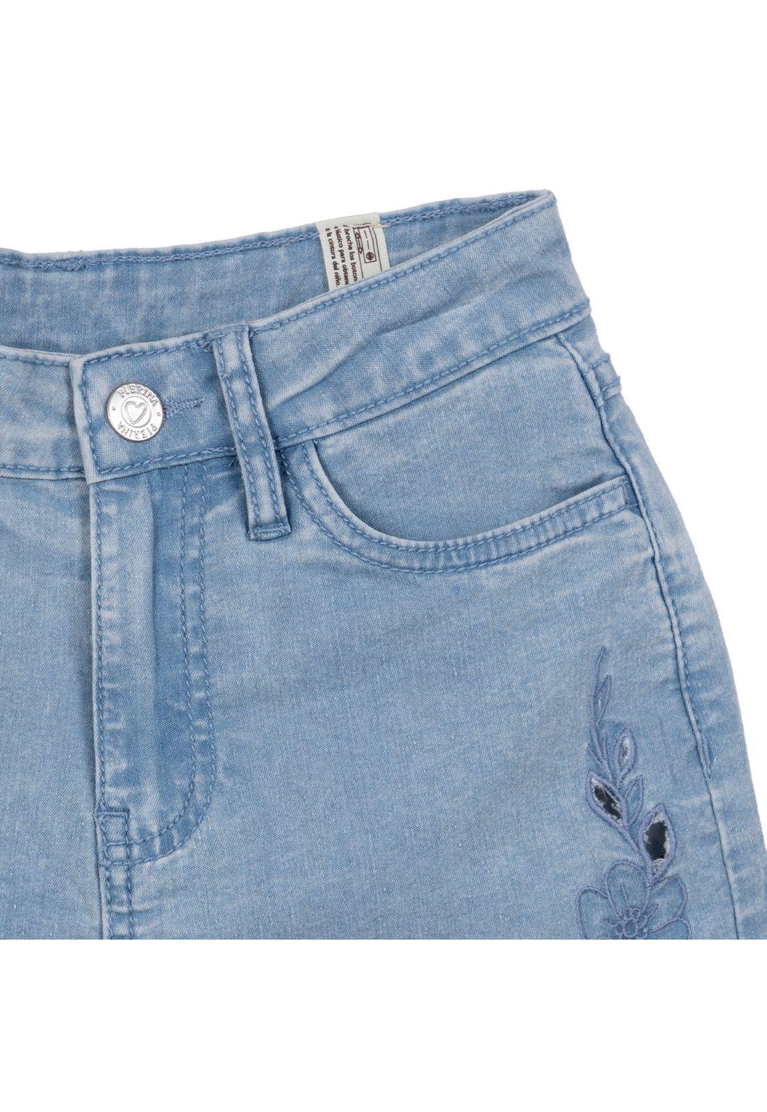 Short Niña Cintura Ajustable Bordado Jeans Pillin-2