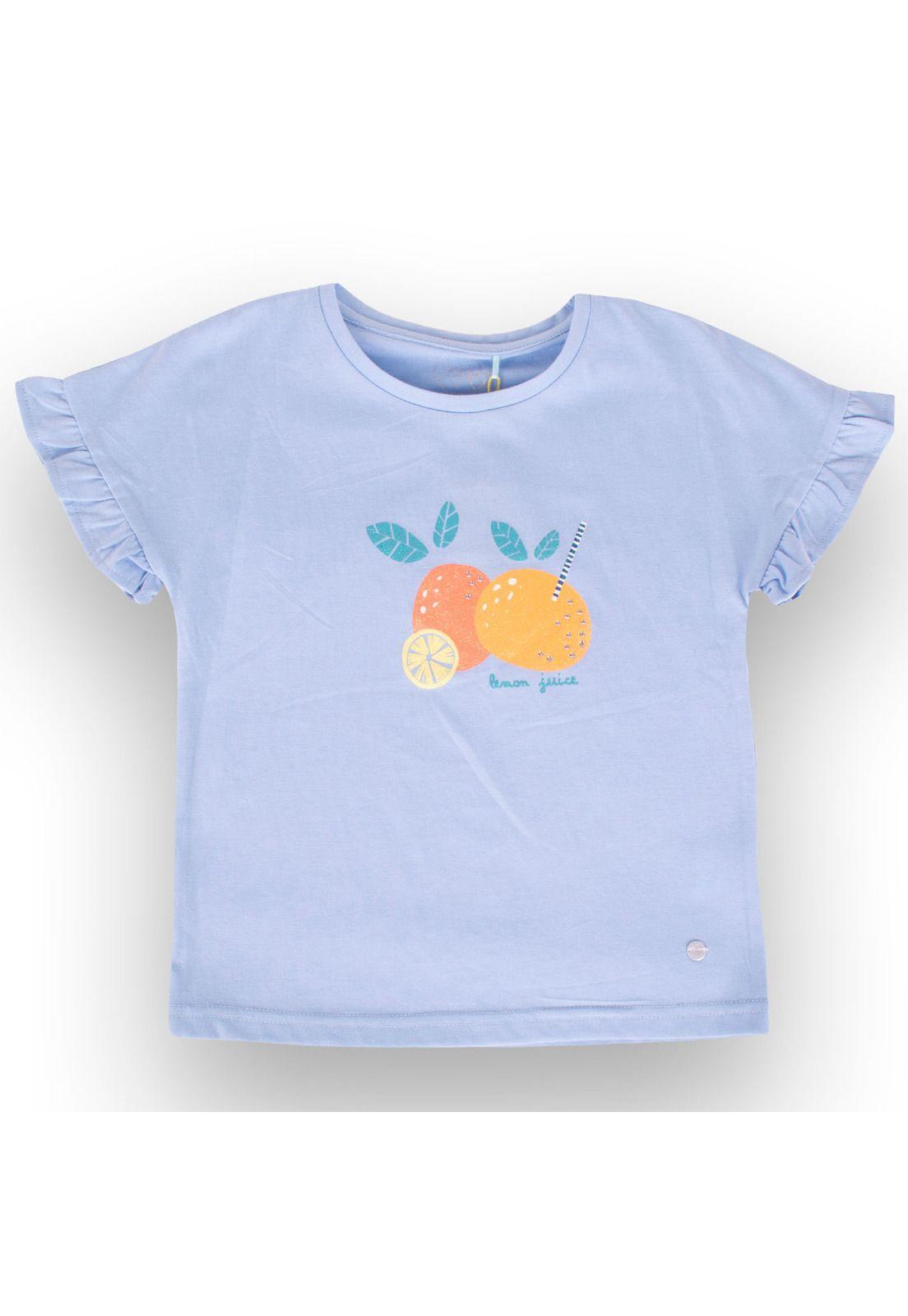 Polera Manga Corta Niña Azul Acero Pillin-1