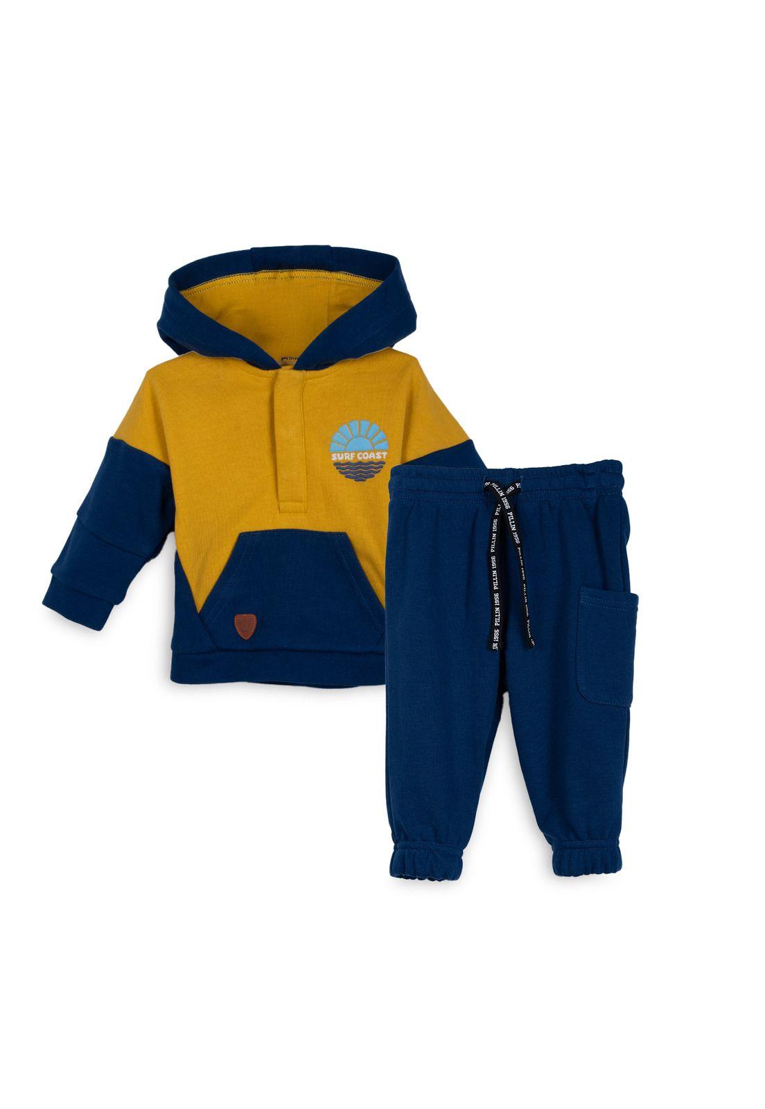 Buzo Bebé Niño con Capucha Azul Pillin-0