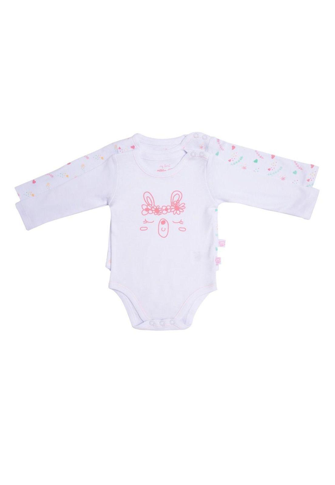 Pack 2 Body Bebé Niña Blanco Pillín-0