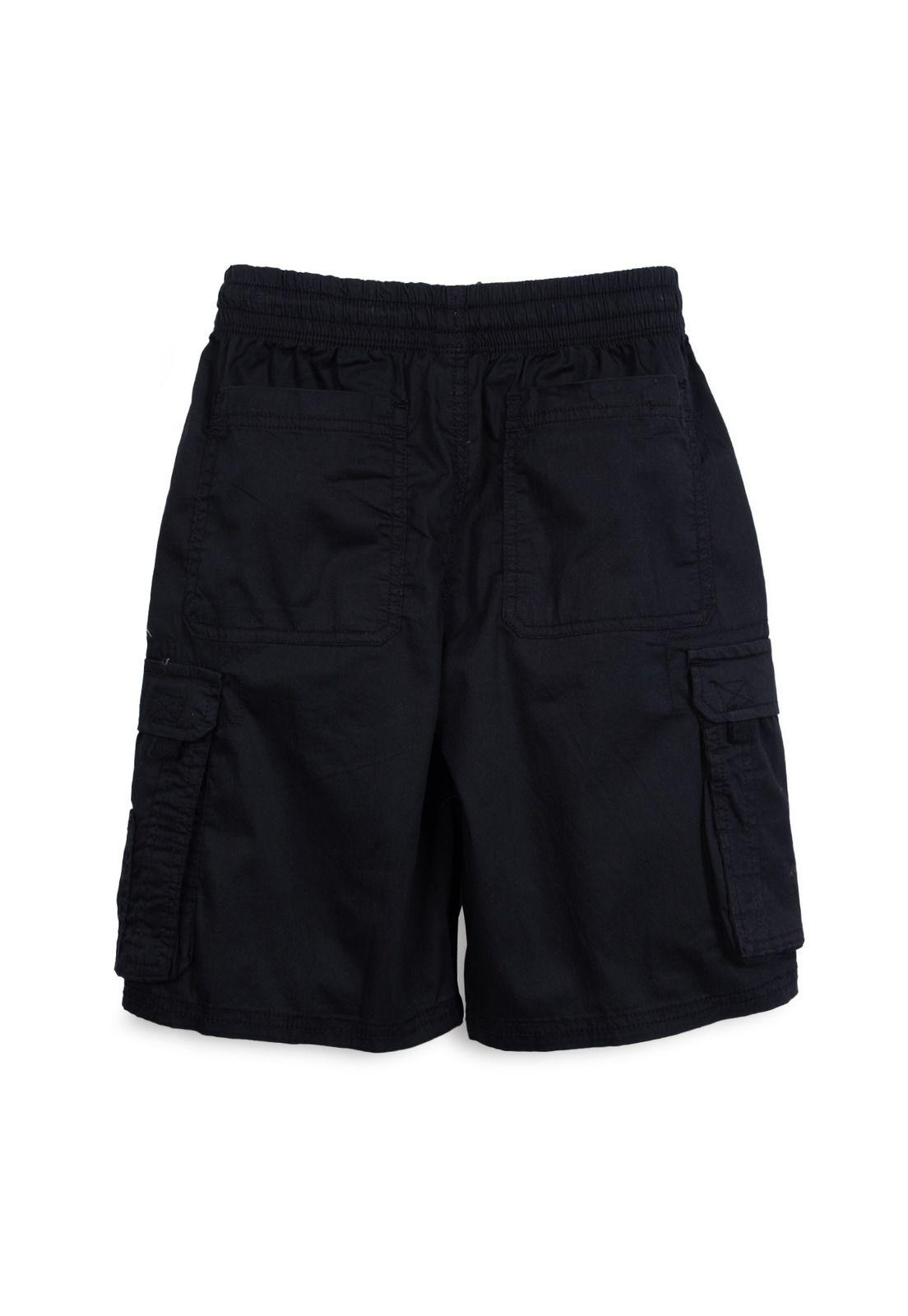 Bermuda Niño Cargo Cintura Ajustable Negro Pillin-1