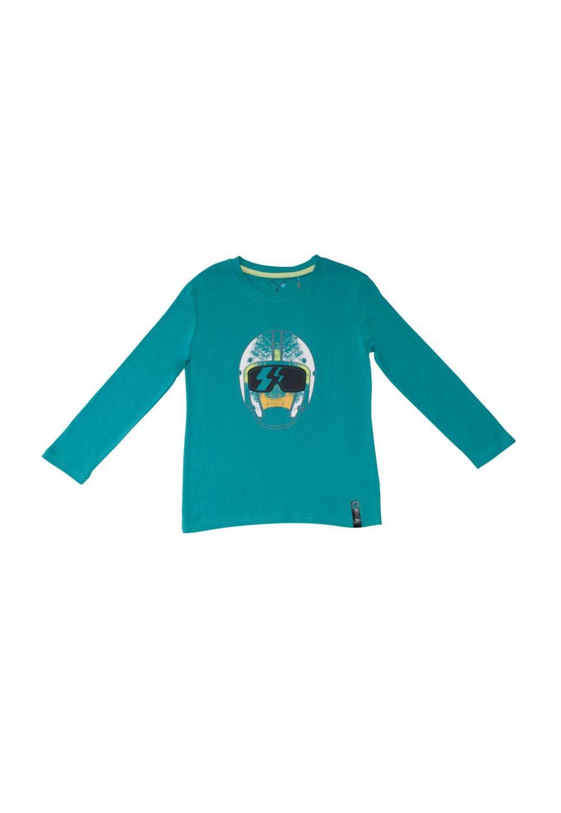 Polera Manga Larga Niño Verde Pillin-0