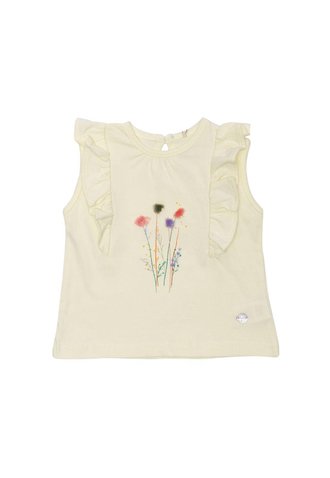 Polera Manga Corta Bebe Niña Amarillo Pillin-1