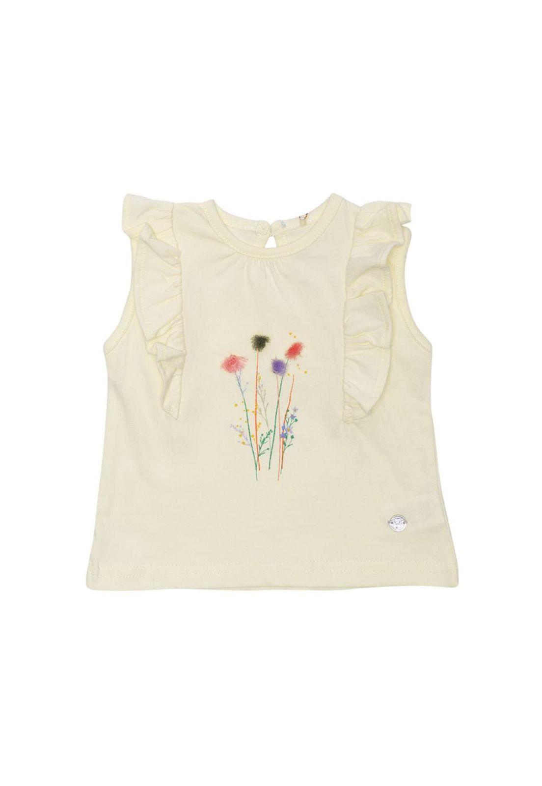 Polera Manga Corta Bebe Niña Amarillo Pillin-0