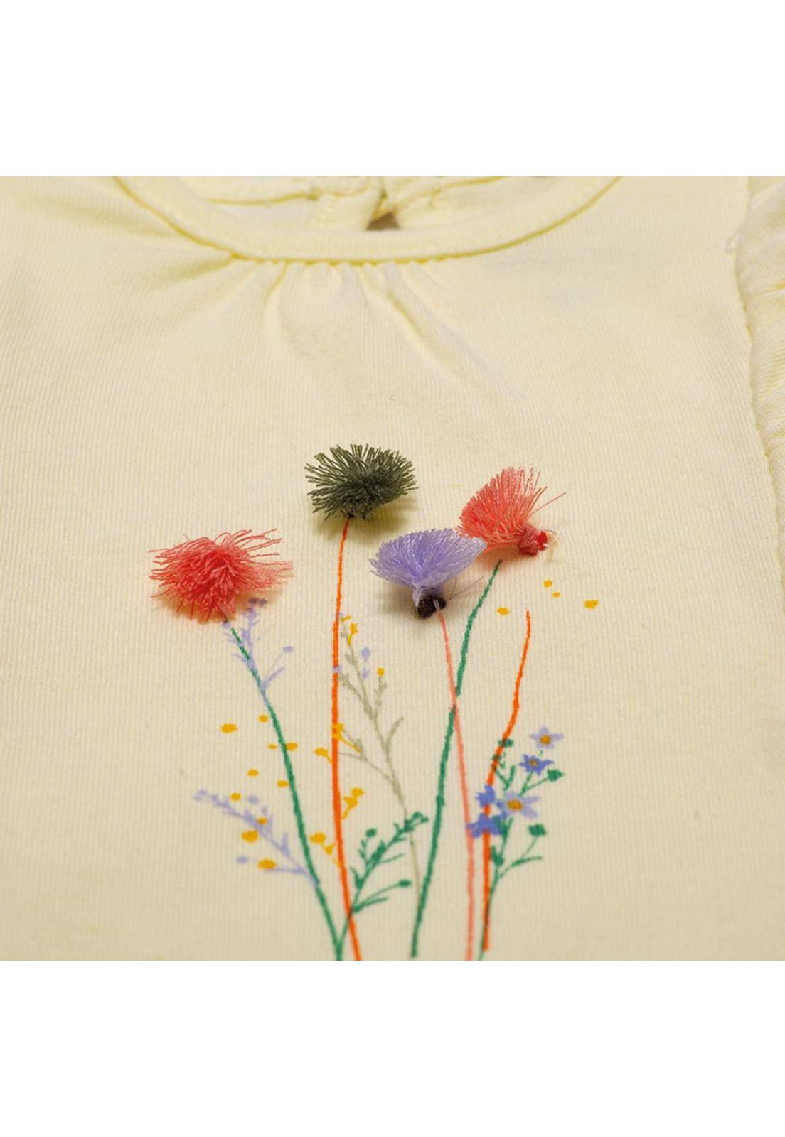 Polera Manga Corta Bebe Niña Amarillo Pillin-2