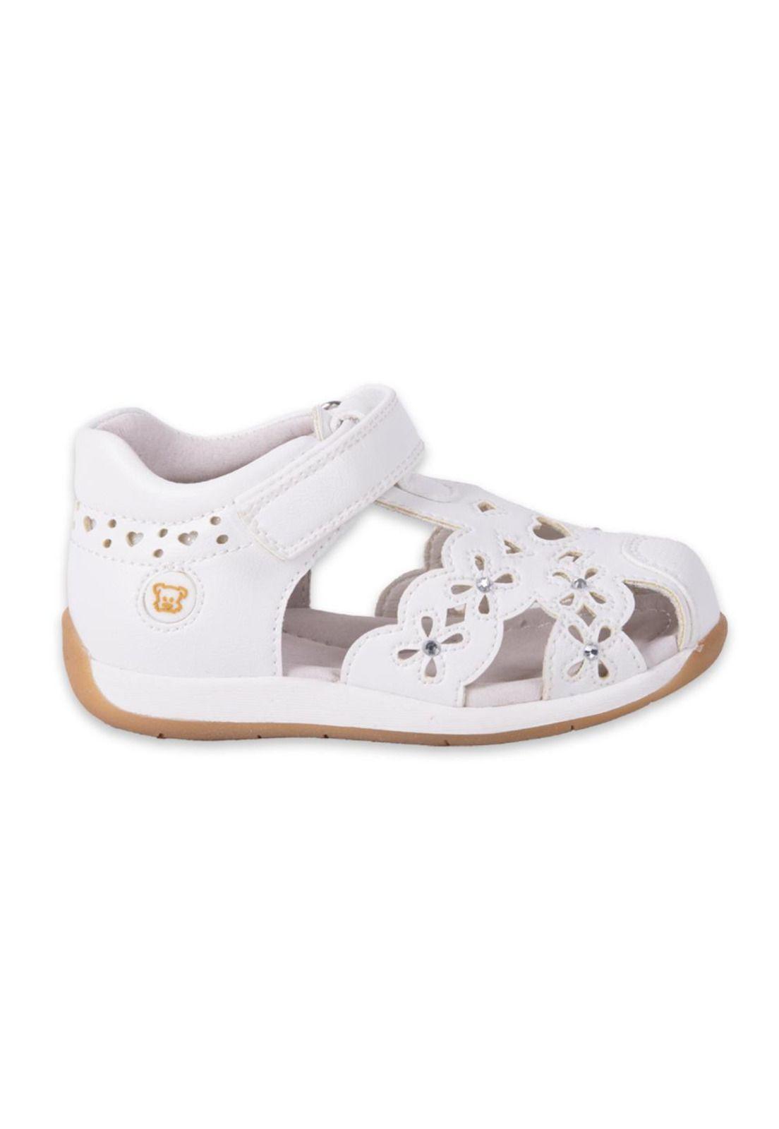 Sandalias Clasico Bebe Niña Blanco Pillin-2