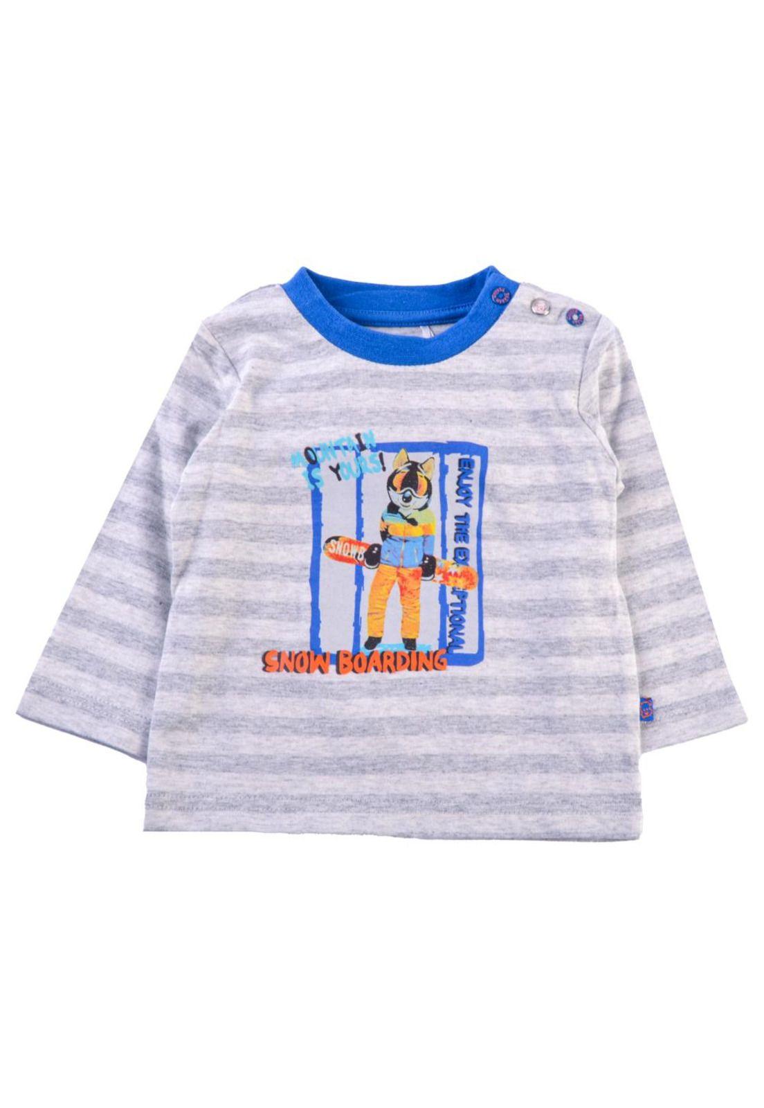 Polera Manga Larga Bebé Niño Gris claro Pillin-0