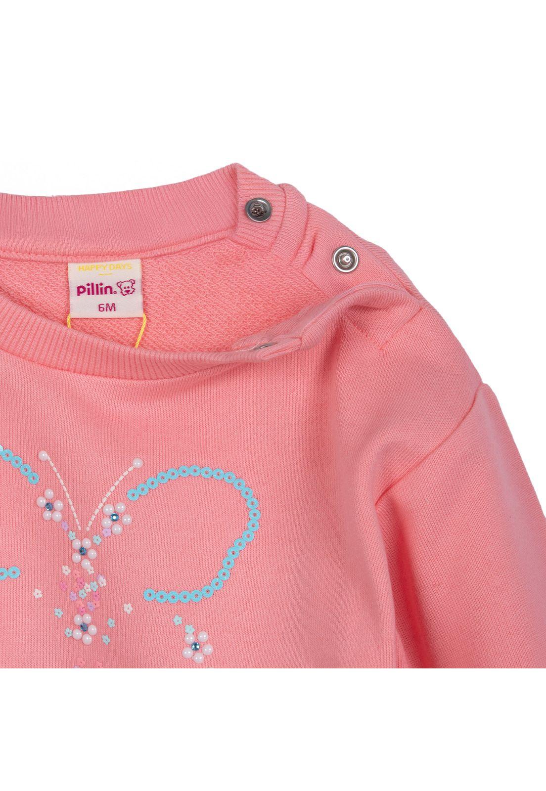 Polerón Bebé Niña Cuello Redondo Estampado Mariposa Melón Pillin-3