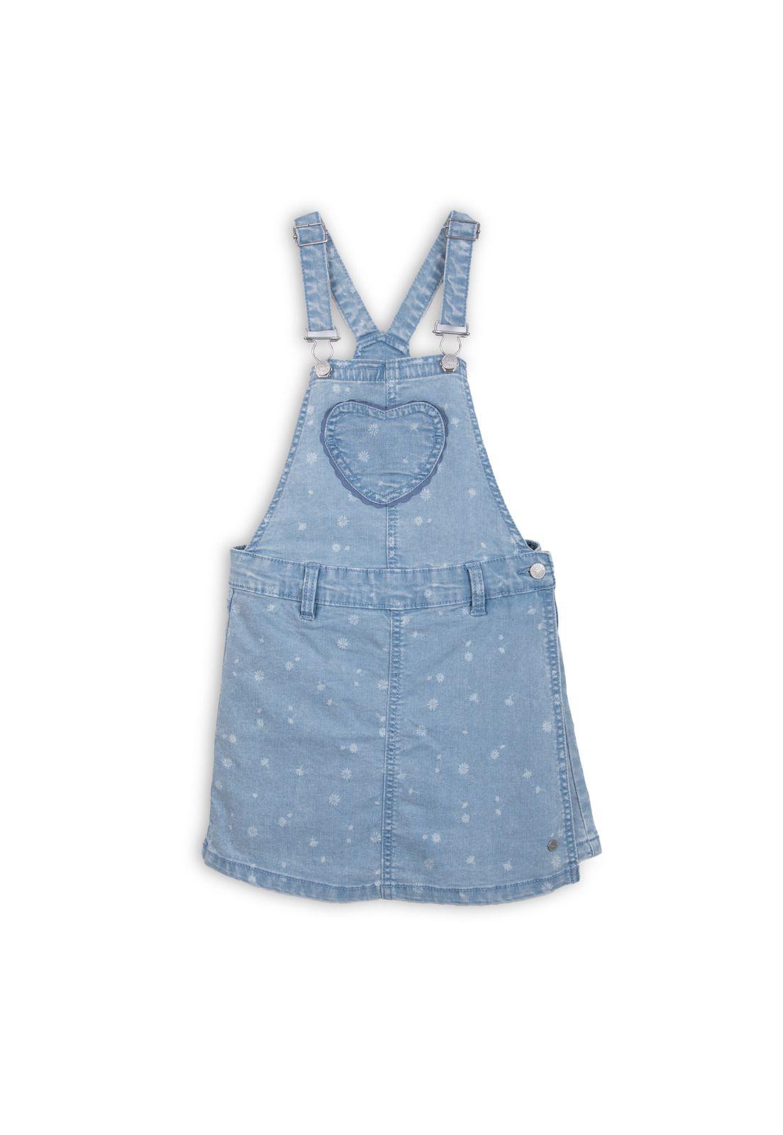 Jardinera Niña Falda Short Corazón Denim Pillin-0