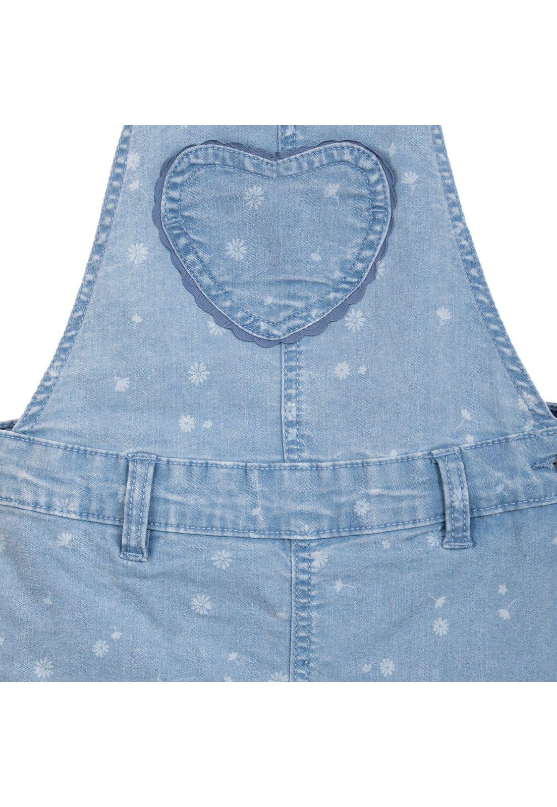 Jardinera Niña Falda Short Corazón Denim Pillin-2