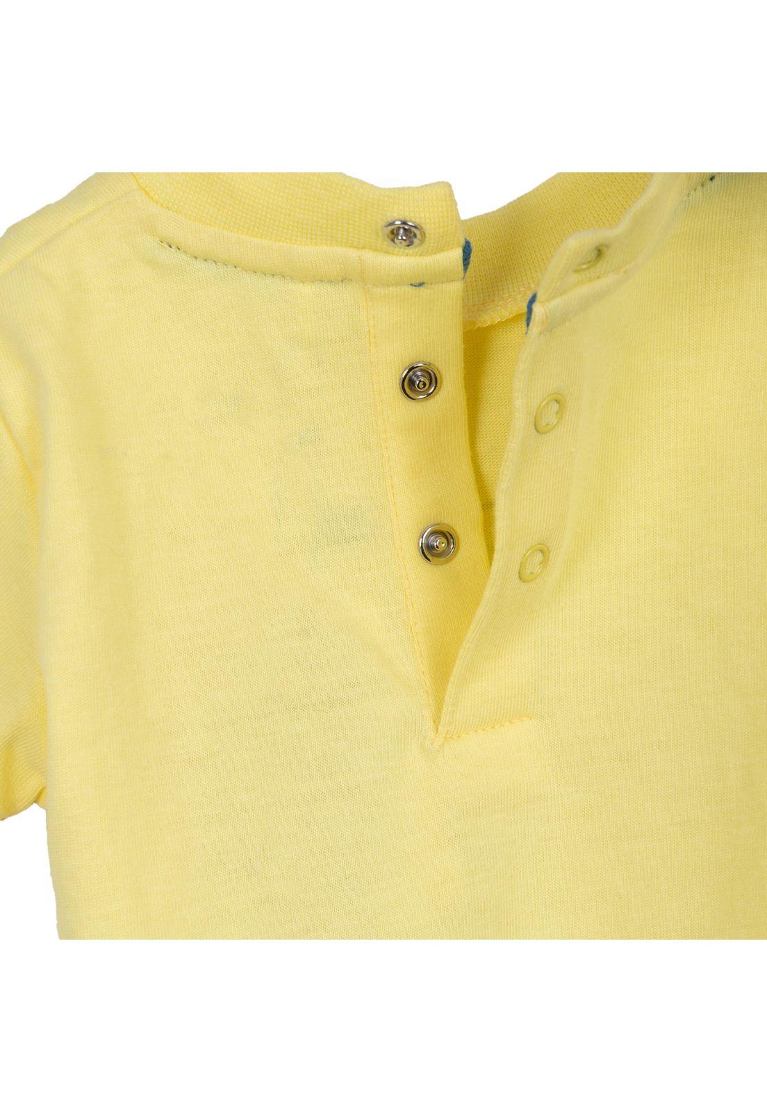 Polera Bebé Niño Manga Corta Estampado Mono Skater Amarillo Pillin-3