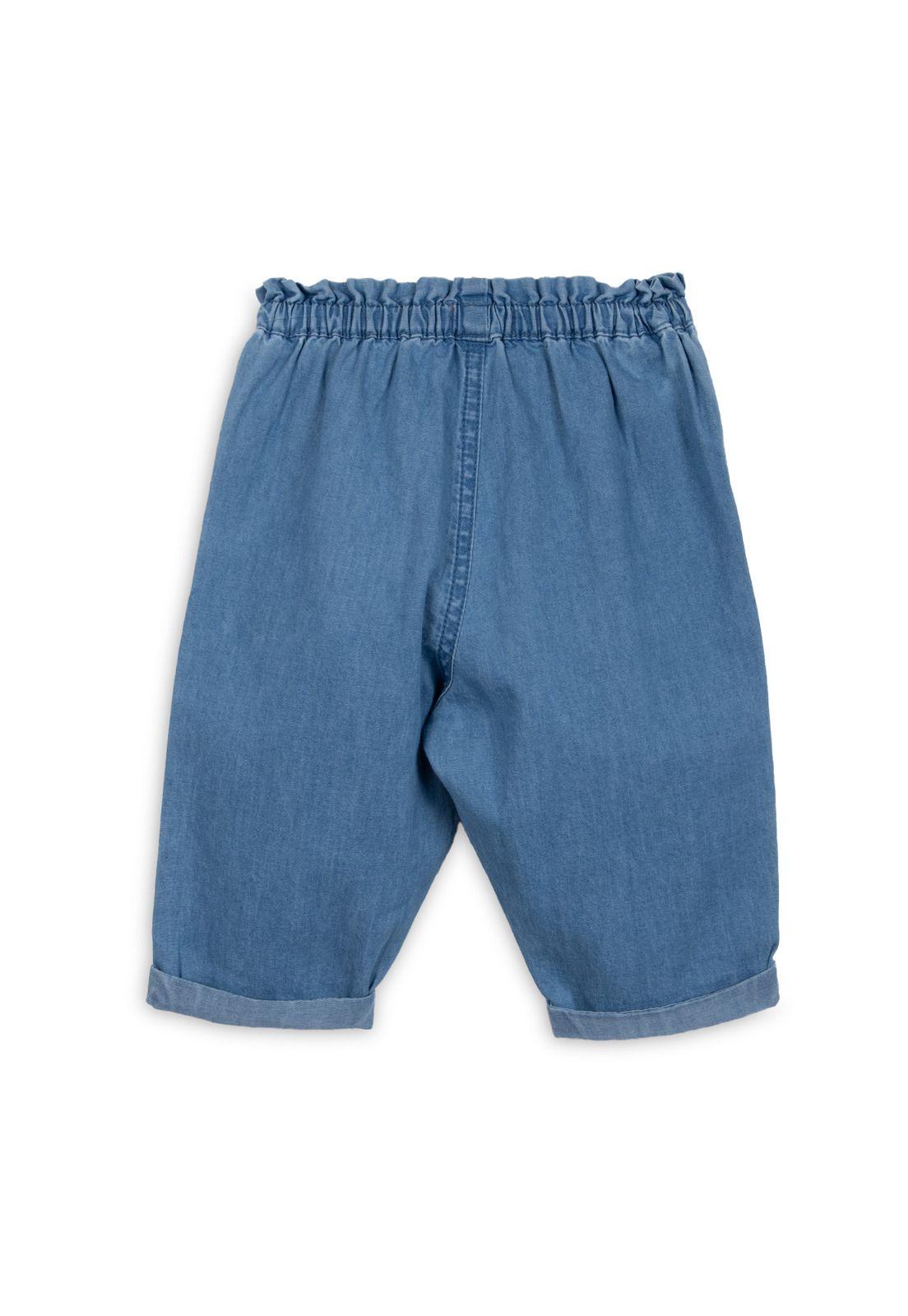 Jeans Bebé Niña Baggy Cintura Elasticada Vuelos Azul Pillin-1
