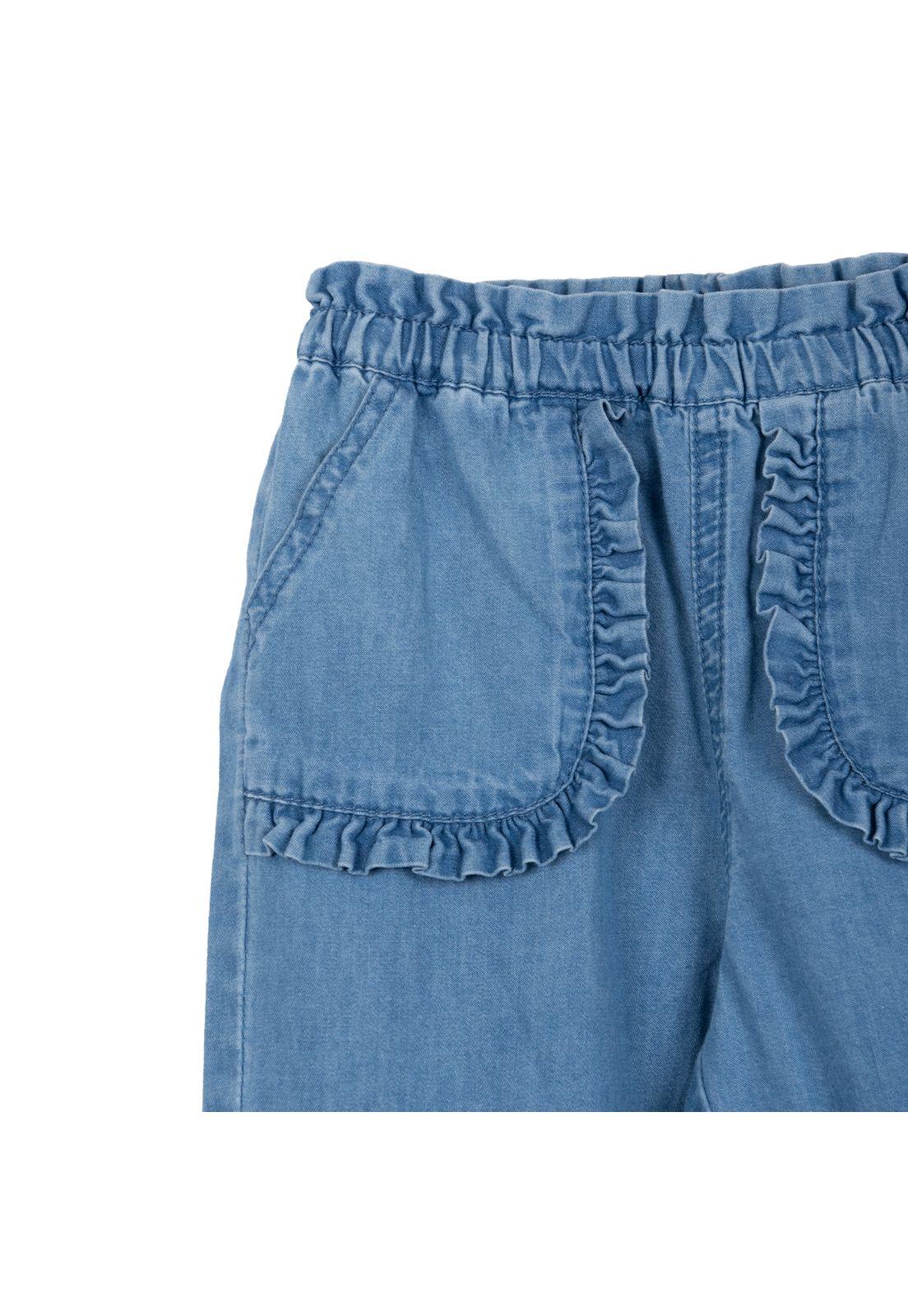 Jeans Bebé Niña Baggy Cintura Elasticada Vuelos Azul Pillin-2