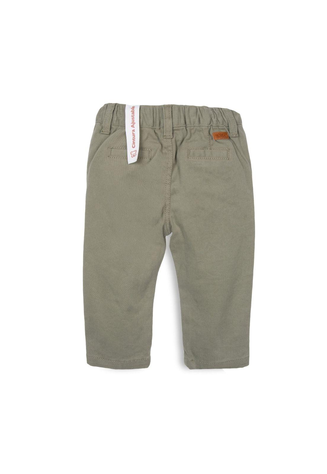 Pantalón Bebé Niño Bolsillos Cintura Elasticada Verde Pillin-1