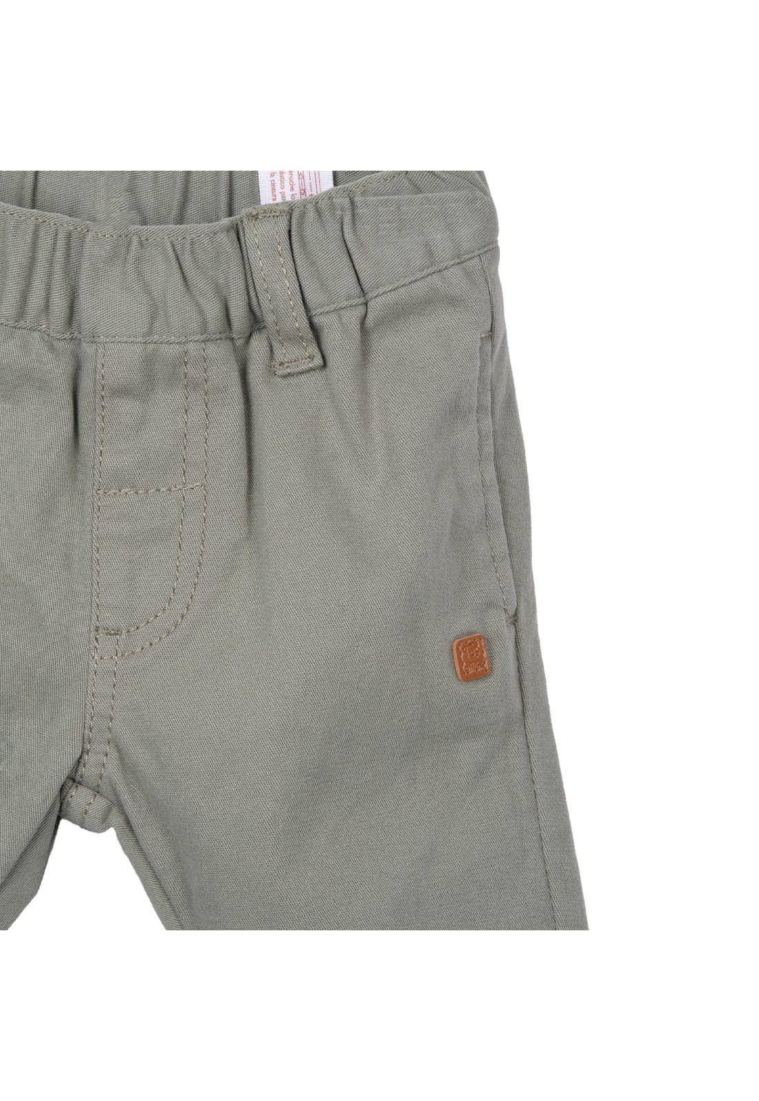Pantalón Bebé Niño Bolsillos Cintura Elasticada Verde Pillin-2