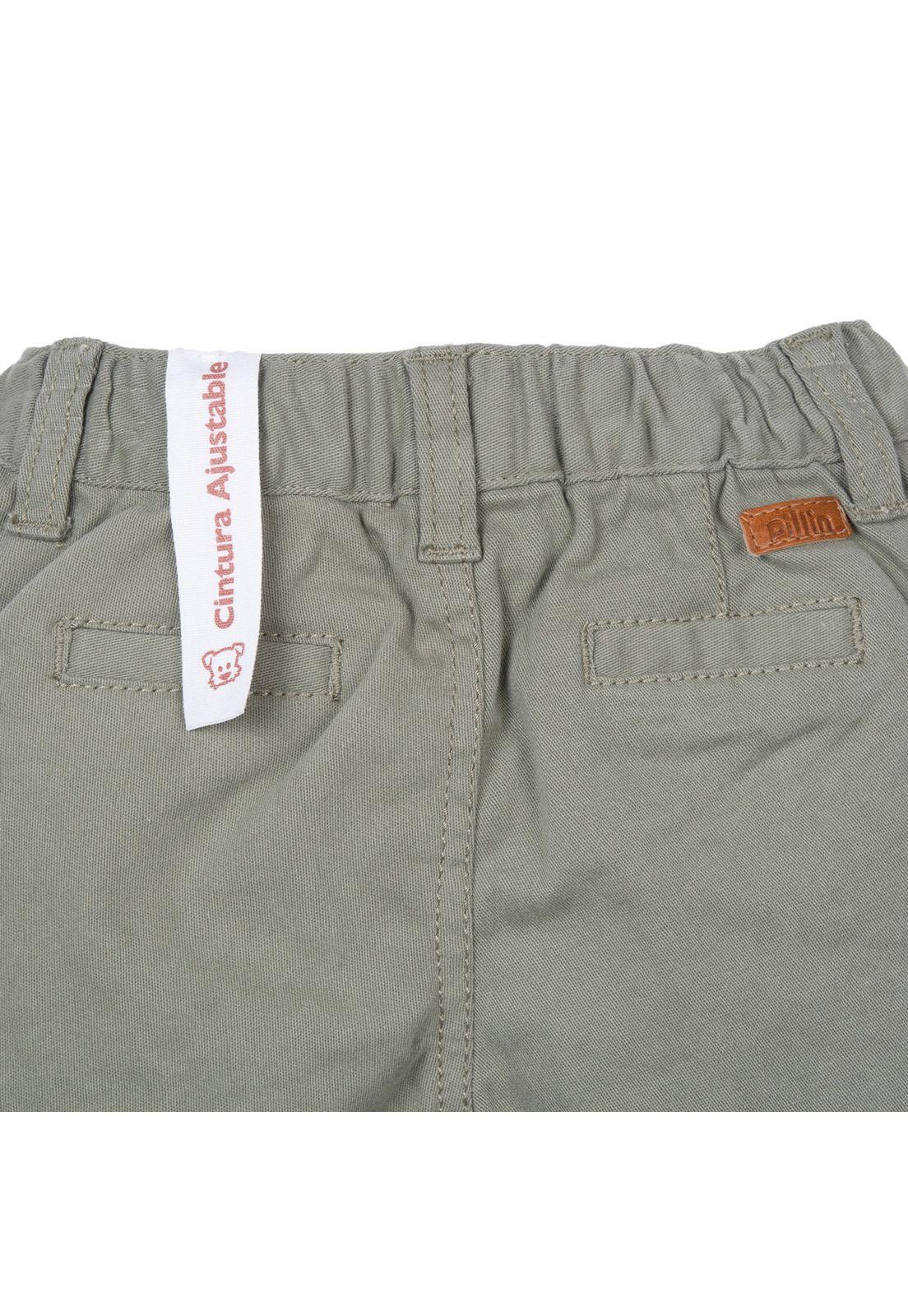 Pantalón Bebé Niño Bolsillos Cintura Elasticada Verde Pillin-3