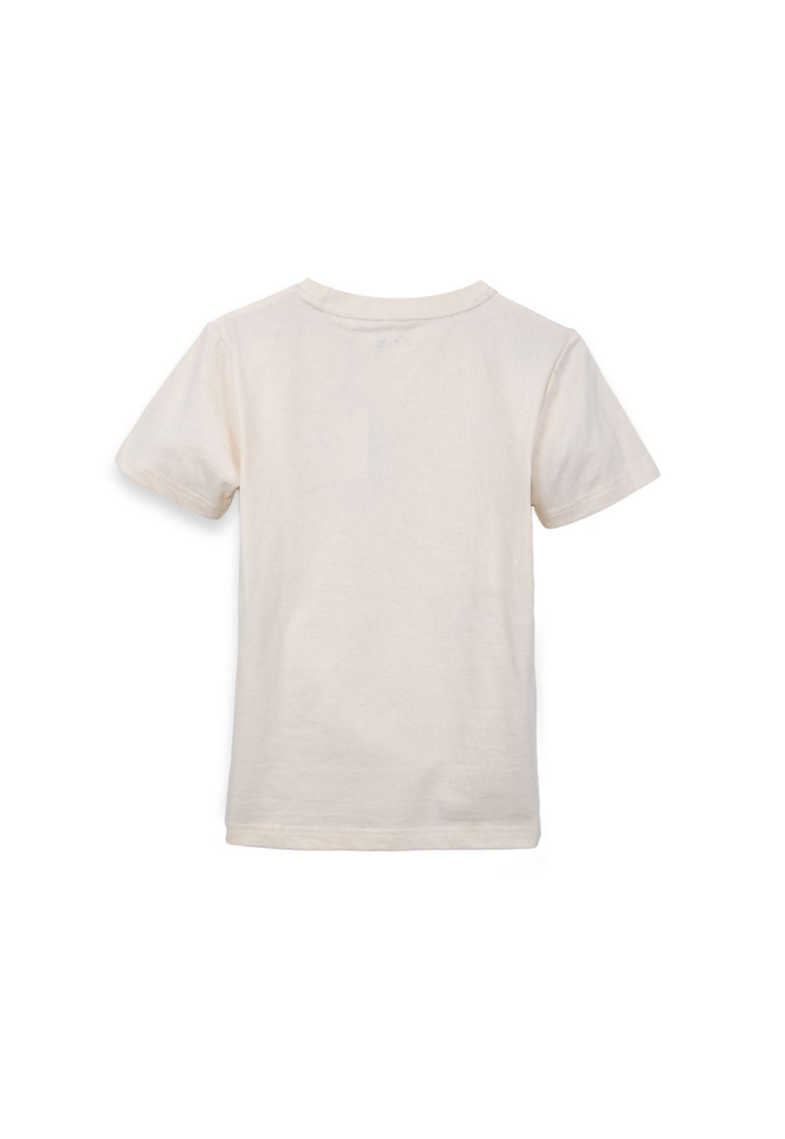 Polera Niño Manga Corta Estampado Dino Skate Beige Pillin-1