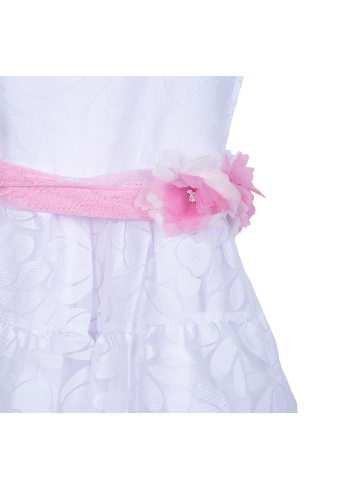 Vestido Niña Tul Diseño Floral Blanco Pillin-2