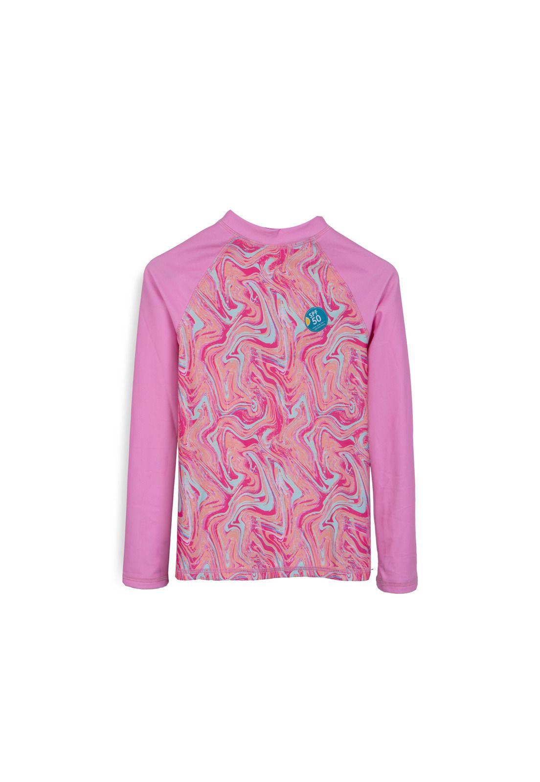 Polera de Baño Niña Manga Larga Protección UV Rosado Pillin-0
