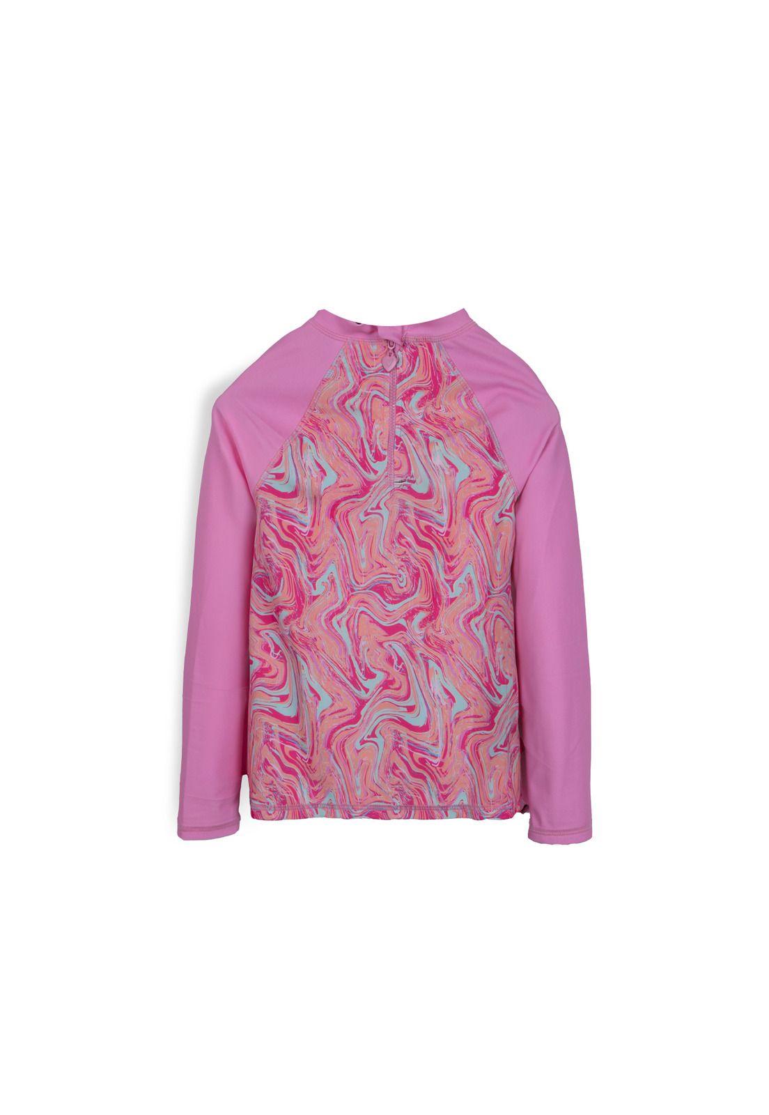 Polera de Baño Niña Manga Larga Protección UV Rosado Pillin-1