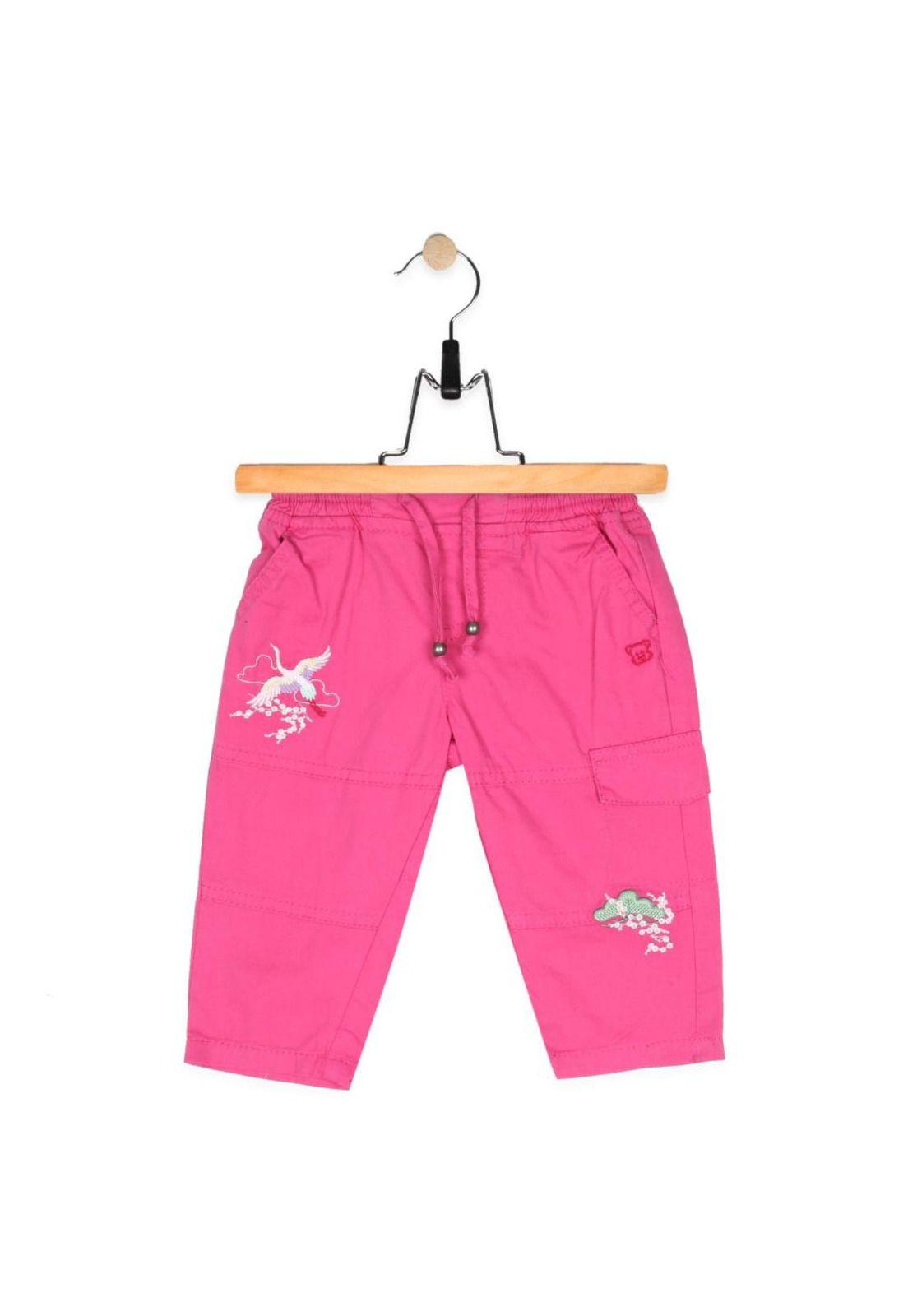 Pantalon Bebe Algodón Verano Niña Rosado-0