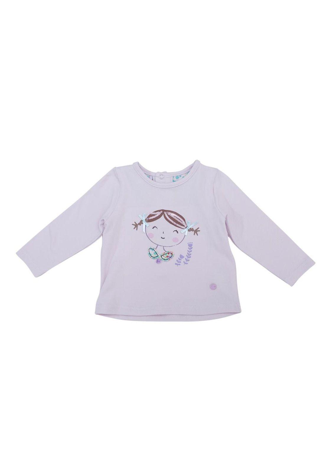 Polera Manga Larga Bebé Niña Lila Pillin-0
