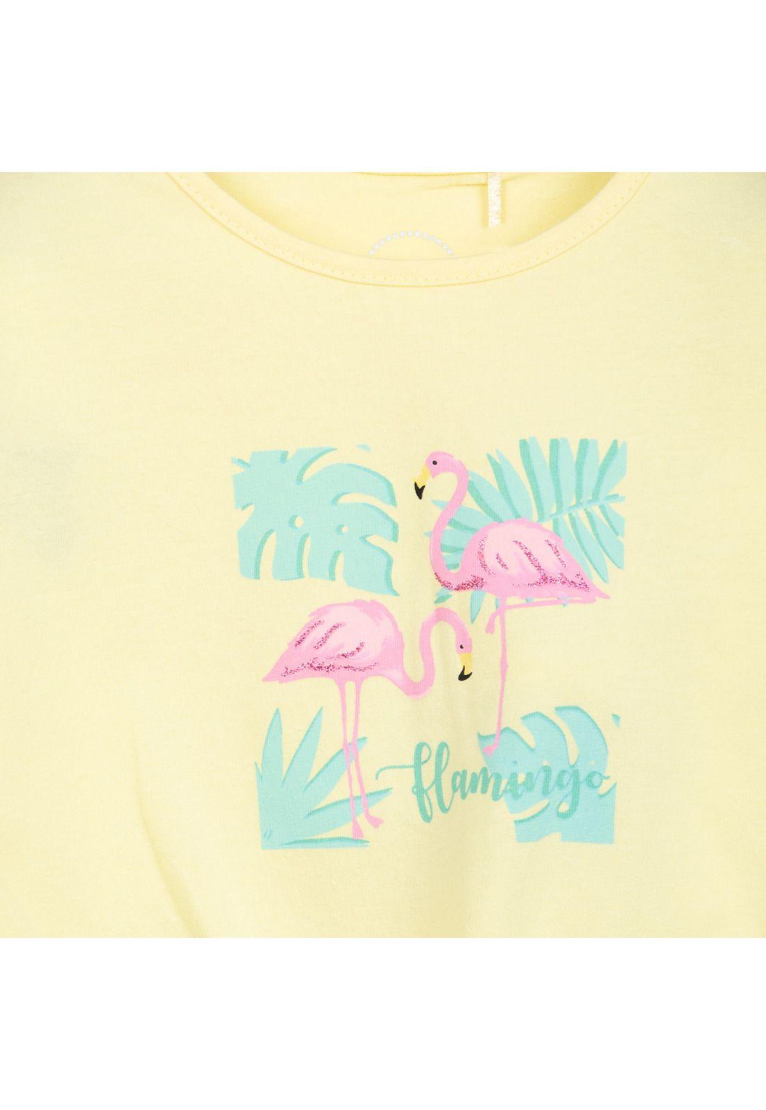 Polera Niña Manga Corta con Amarra Delantera Amarillo Pillin-2