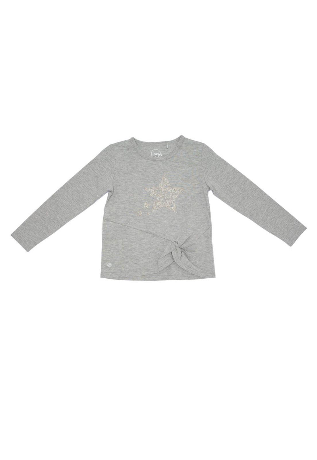 Polera M/L Glitter Algodón Invierno Niña Gris-1