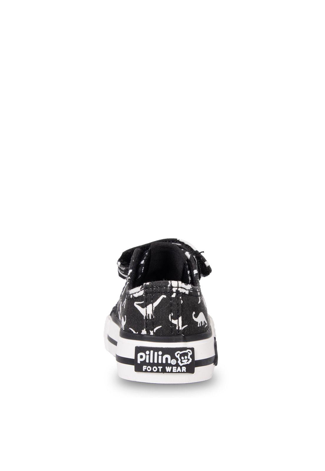 Zapatilla Bebé Niño de Lona con Dinosaurios Negro Pillin-3