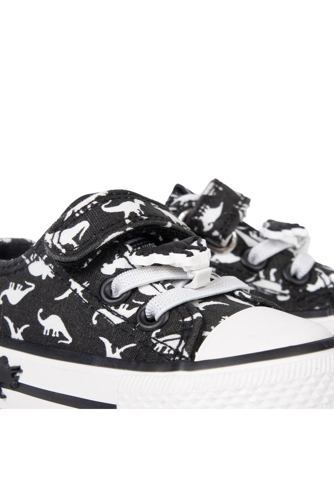 Zapatilla Bebé Niño de Lona con Dinosaurios Negro Pillin-4