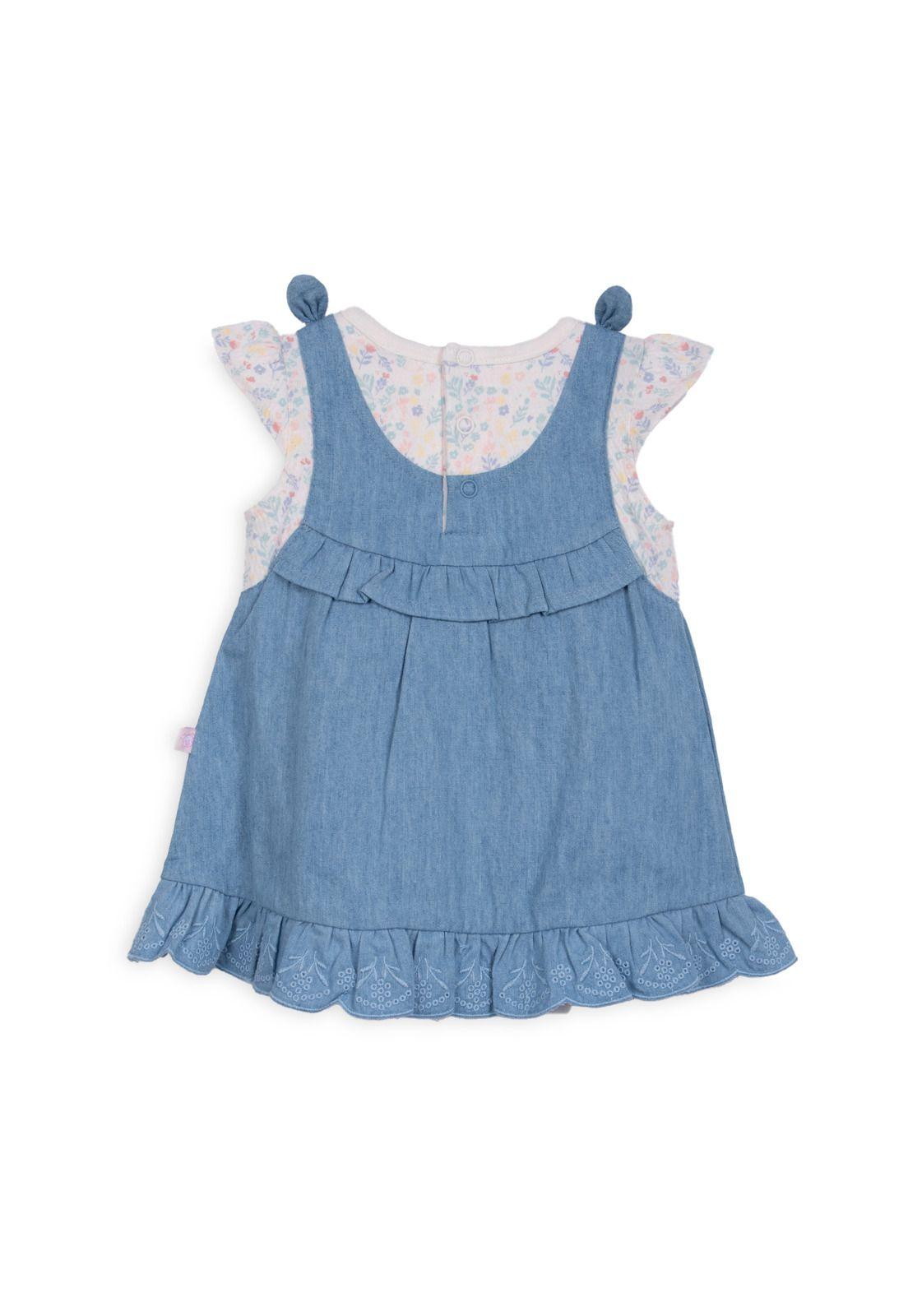 Mameluco Recién Nacido Niña con Vestido Celeste Pillin-1