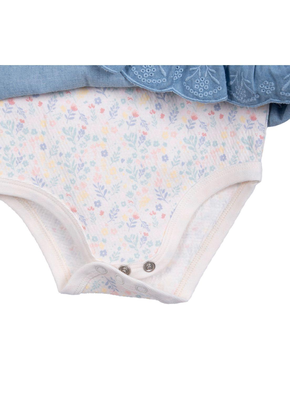 Mameluco Recién Nacido Niña con Vestido Celeste Pillin-3