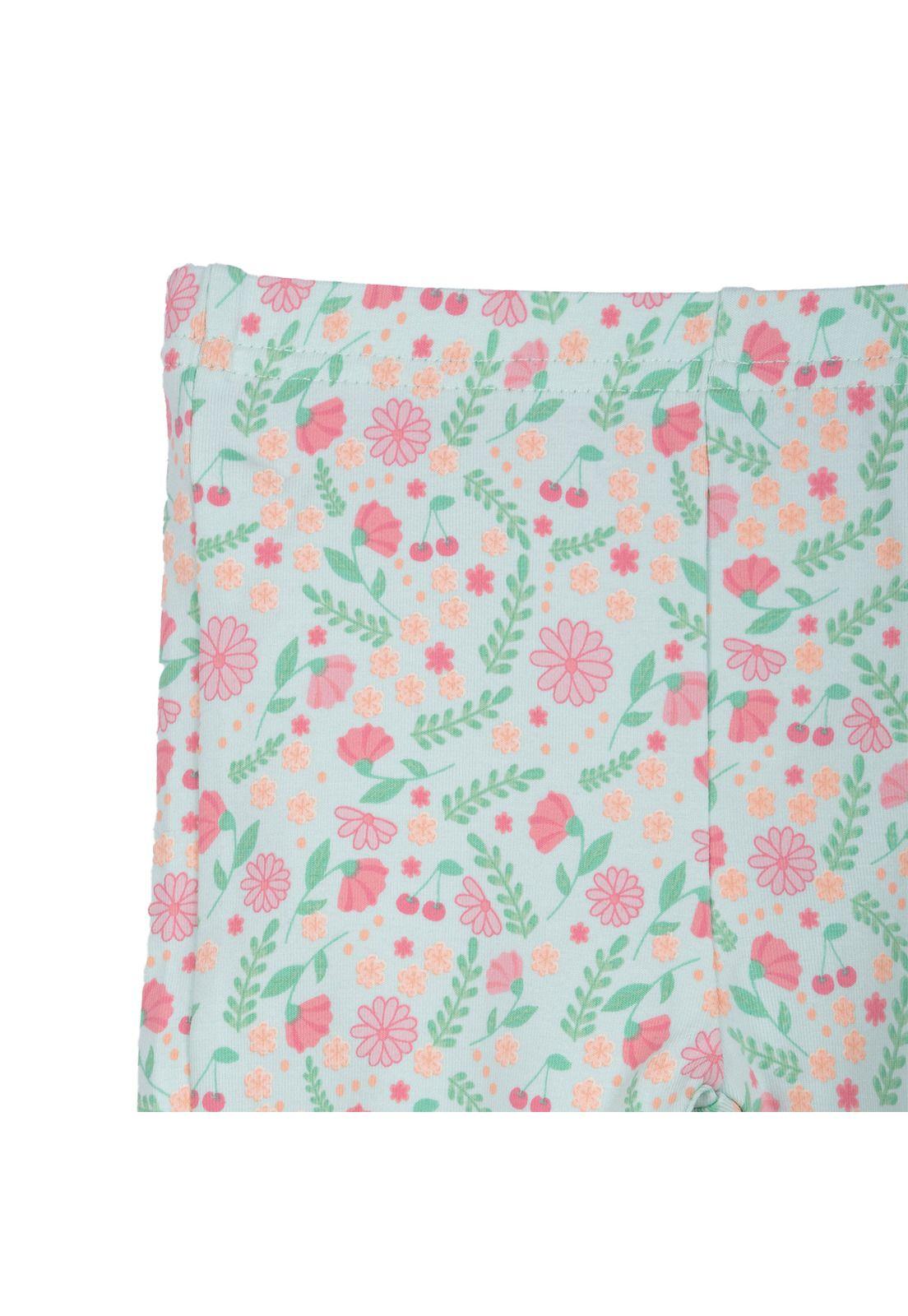 Conjunto Bebé Niña Manga Corta Broches Floral Aqua Pillin-3